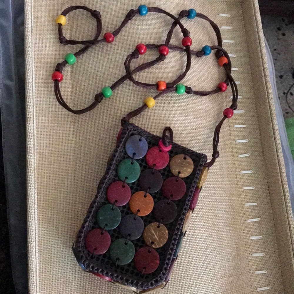 Boho Smart phone neck little bag hand made beaded
